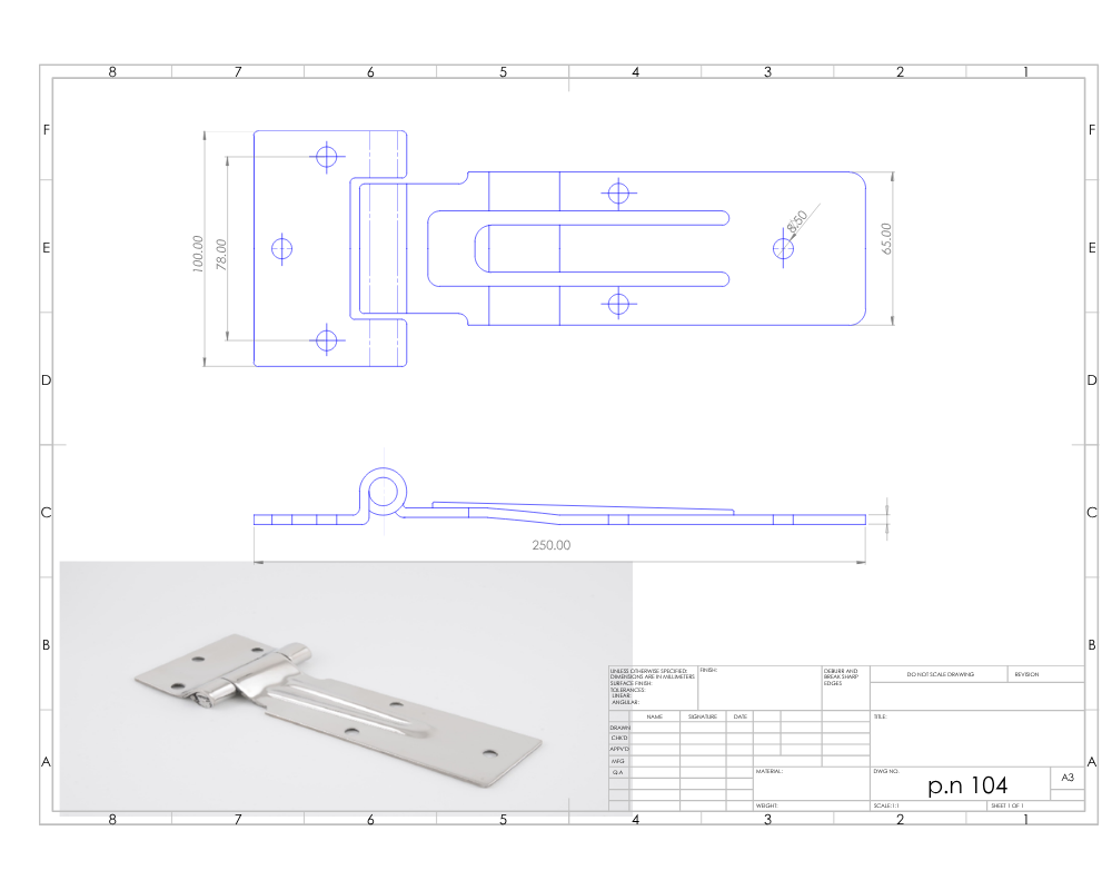 Stainless Steel Curved 4mm – large Hinge