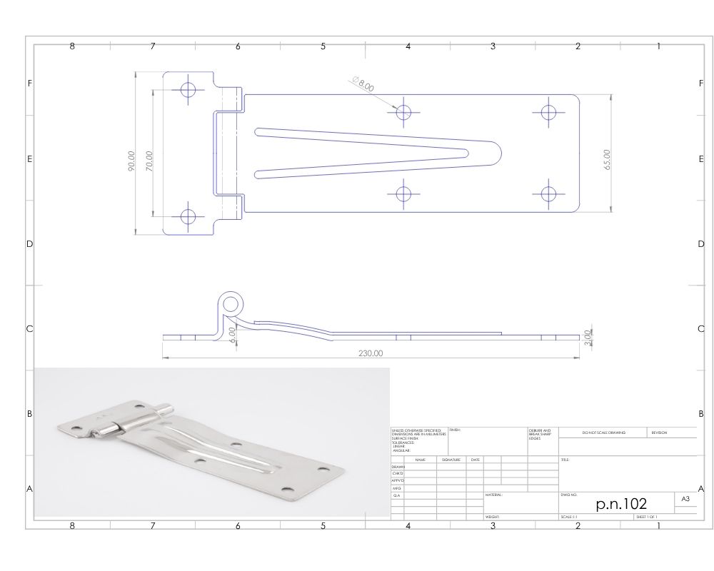 Stainless Steel Curved – large 3mm Hinge