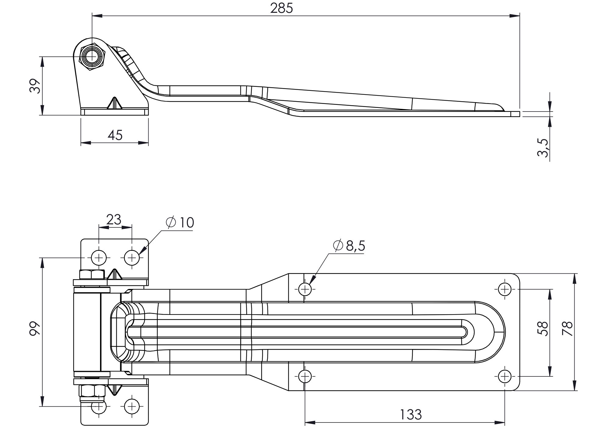 Stainless Steel Galavanized Steel Flat (V-shape) 3mm Hinge