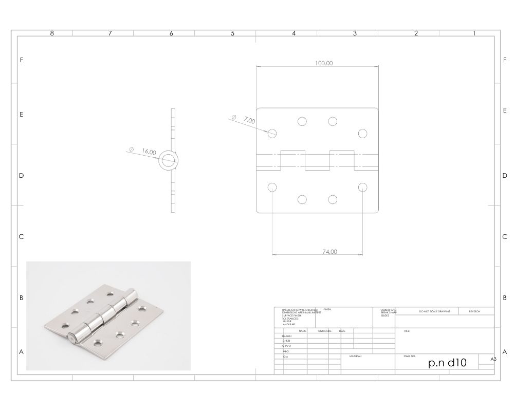 Stainless Steel 3mm Safety Door Hinge