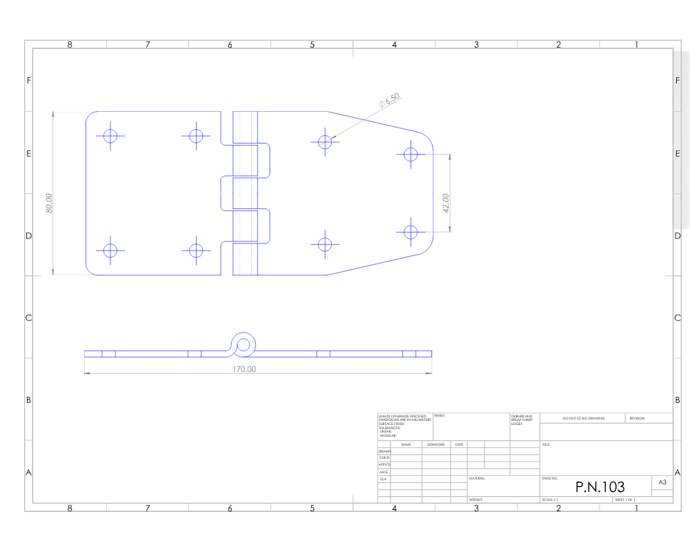 Stainless Steel Square Flat 3mm Hinge