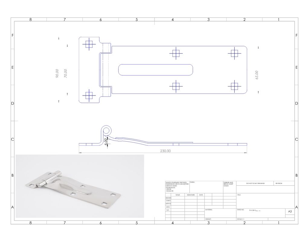 Stainless Steel Curved 3mm – large (Square holes) Hinge
